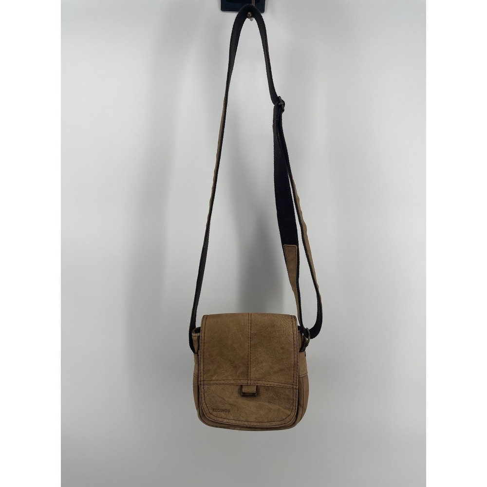 Reginos Brown Leather Crossbody Bag‎ Small Messenger Purse Rustic Distressed